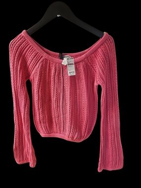 Tilly's Pink Open-Knit Off-Shoulder Sweater